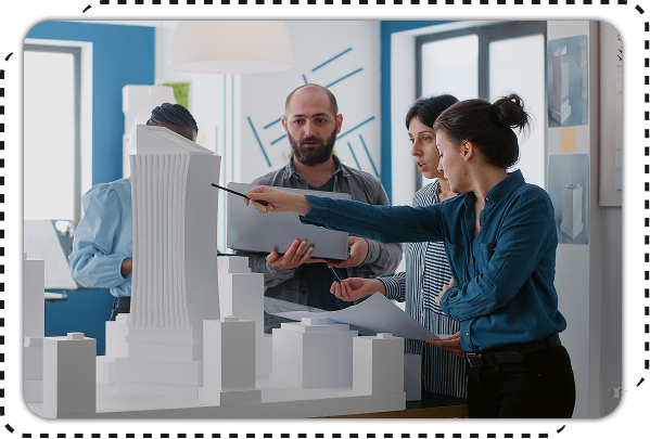 Team working on model